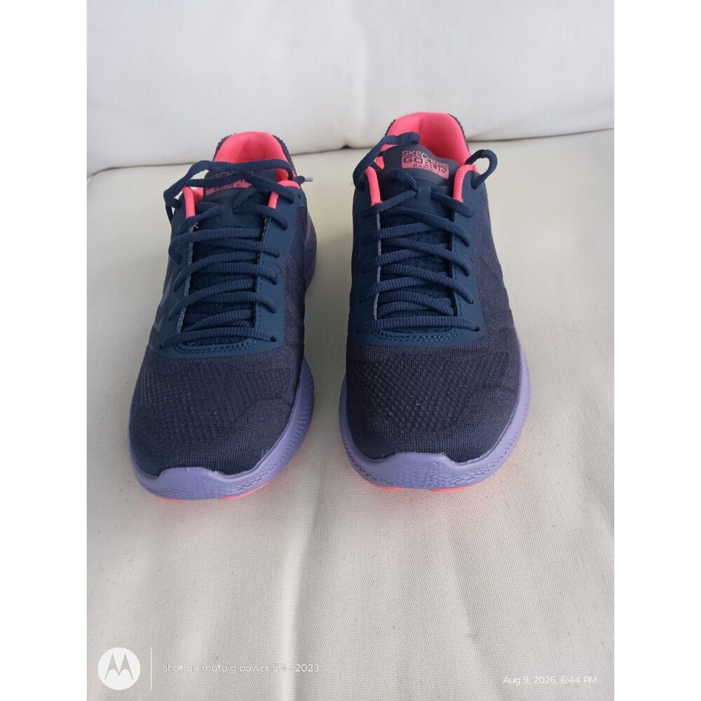 Used Womens SkechersGo Run Razor Navy/Purple Athletic Sneakers Shoes Size 8.5 M